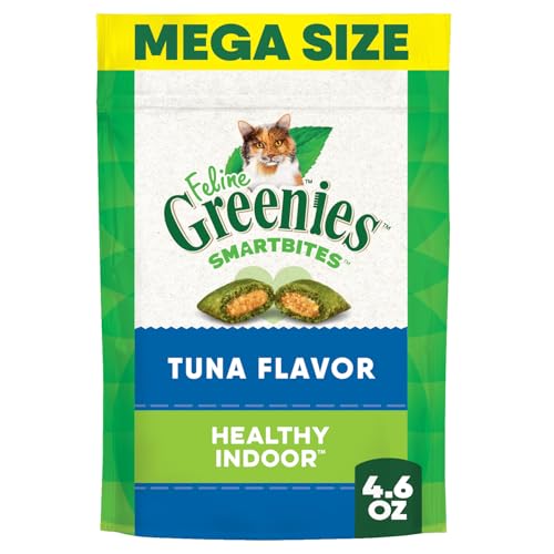 Greenies Feline Smartbites Healthy Indoor Natural Treats for Cats, Tuna Flavor, 4.6 oz. Pouch