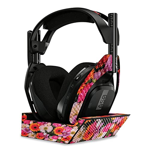 Image of MightySkins Carbon Fiber Skin Compatible with Astro A50 Wireless Headphones + Base Station (Gen 4) - Watered Flowers | Protective, Durable Textured Carbon Fiber Finish | Easy to Apply