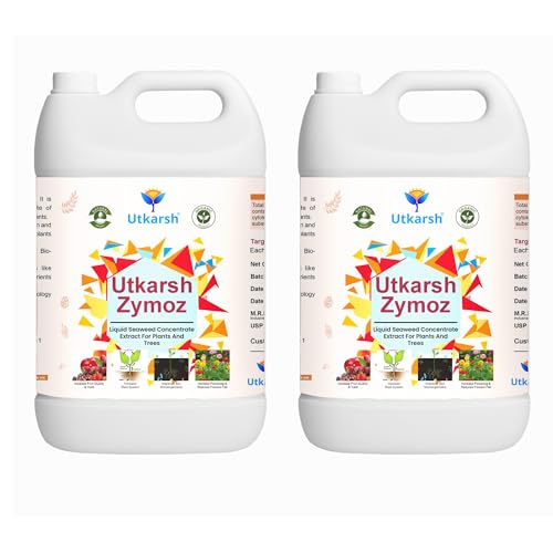 Image of Utkarsh Liquid Seaweed Extract | Organic Plant Growth Promoter for Healthy Plants | Enhances Flowering & Improves Fruit Set | Biostimulant For Home Garden - Zymoz (10 Liter; Pack of 2 of 5 Litre)