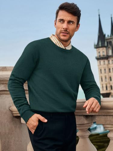 Image of Runcati Mens Crewneck Sweaters Casual Knit Lightweight Dress Sweater Long Sleeve Slim Fit Fall Winter Pullover