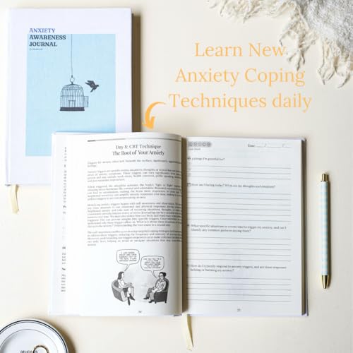Image of Anxiety Awareness Journal [Hardcover] | Guided Exercises, Coping Techniques & Calming Reflection Prompts for Stress, Triggers, Mindful Practices & Emotional Wellbeing | Created by Mindbrush