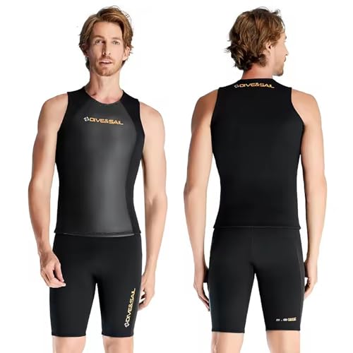 WYYHAA 2mm Neoprene Wetsuit Vest & Shorts for Men, Women, Sleeveless Shorty Split Diving Suit for Swimming Snorkeling Water Sport,Men,M