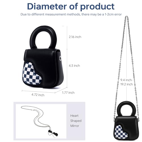 LA'FESTIN Mini Crossbody Bag for Women, Heart-Shape Leather Top-Handle Handbag with Heart-shape Mirrors & Long Chain Strap4