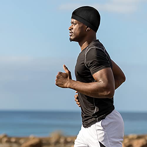 4 Pcs Elastic Silky Wave Cap, Satin Men Doo Rags Caps for 360, 540, 720 Waves, Great for Athletes, Hip-hop Lovers and so on Balck