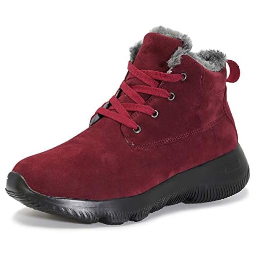Gaatpot Herr vinterskor damer snöstövlar vinter höga sneakers varm fodrad läder snöstövlar båtskor 35–47 EU, - Vinröd ny - 37 EU