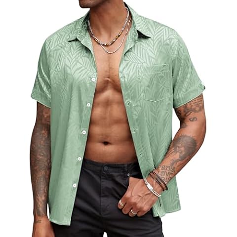 COOFANDY Men's Silk Beach Shirt Cover