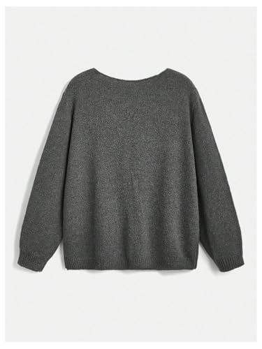 MakeMeChic Women's Plus Size Asymmetrical Button Down Cardigan Long Sleeve Loose Sweater Tops2