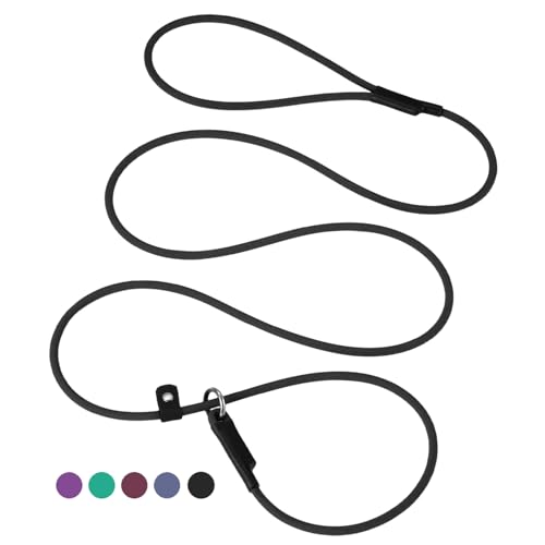 Slip Lead Dog Leash - 6FT Training Leads Black Dogs Leads Waterproof 1/4' Long-Lasting No Pull Dog...