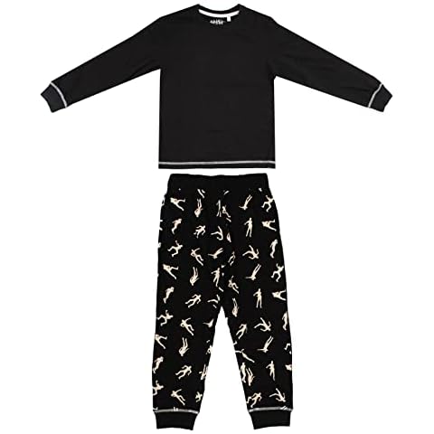 Kids Boys Black Pyjamas Pjs Dance Emote Design On Bottoms Age 9-11 Years Cover