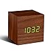 Produktbild WOODEN CUBE CLICK CLOCK WALNUT/ GREEN LED
