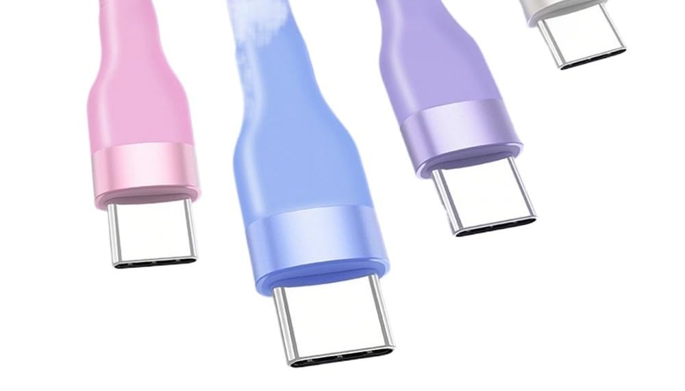 Krótki kabel USB C do USB C, przenośny przewód z płynnego silikonu, kompatybilny z przewodem szybkiego ładowania typu C, fioletowy A-C, 2 m