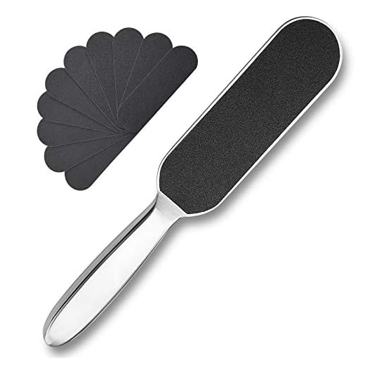 EagleKing Pedicure Foot File, Stainless Steel Scrubber with Replacement Pads, Remove Callus & Dead Skin