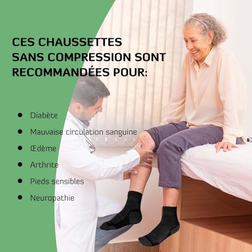 LOFIR Chaussettes Diabétiques en Bambou pour Femme: Chaussettes Courtes Sans Couture et Sans Élastique pour Homme - Pour Femmes Enceintes et Personnes Âgées Pieds Enflés 5 Paires Mixed -Bleu 39-42 – vue 7