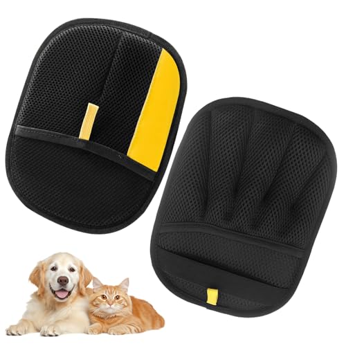 2 Stück Katzen Handschuhe Fellpflege, 24 * 18cm Fellpflegehandschuh Hund, Wiederverwendbare Antistatische Handschuhe, handschuh zur Tierhaarentfernung, zum Waschen, Hair Removal, Fellpflege