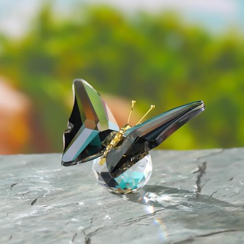 Movdyka Schmetterlings-Figuren aus Kristallglas für Mutter, Damen, Grauer Glasschmetterling, Handwerk, Schreibtisch, Büro, Dekoration, Tischdekoration, Tierornamente, Briefbeschwerer