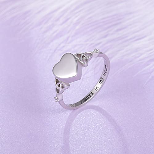 Heart Cremation Ring for Ashes: 925 Sterling Silver Forever in My Heart Carved Urn Keepake Rings Memorial Jewelry for Women Men3