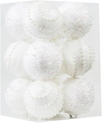 White Christmas Ball Ornaments,12ct Christmas Tree Shatterproof P...