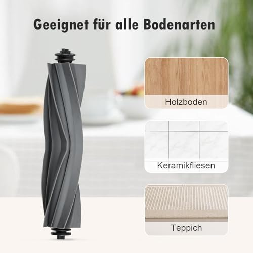4 Stück Hauptbürste Ersatzteile für Dreame D10 Plus Gen 2 / X40 Ultra / X40 Master / X30 Ultra / L10s Ultra Gen 2 / L10s Plus / L10s Pro Ultra/Mova E30 Ultra Saugroboter, Gummibürste Zubehör