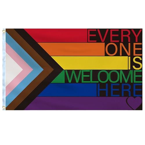 Gxdamxz LGBTQ Flagge, Regenbogenfahne Progress Pride Flag, Regenbogenflagge Regenbogen Fahne mit 2 Messingösen