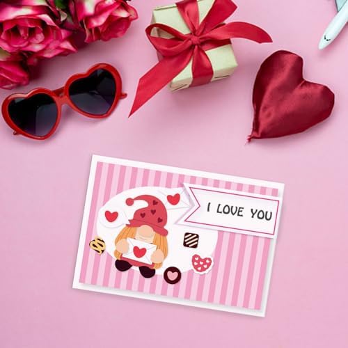 GLOBLELAND Valentine's Day Gnome Cutting Dies for Card Making Love Heart Die Cuts Carbon Steel Embossing Stencils Template for DIY Scrapbooking Album Craft Decor
