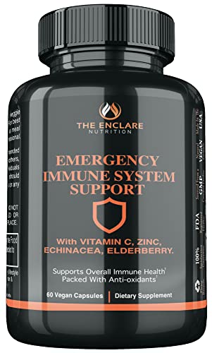 EMERGENCY IMMUNE SUPPORT SUPPLEMENT: 10in1 Antioxidant Immunity Booster, Respiratory Support & Stress Response: Vitamin C, B6, E, Elderberry, Zinc, Echinacea, Turmeric, Garlic, Probiotic & L-Glutamine