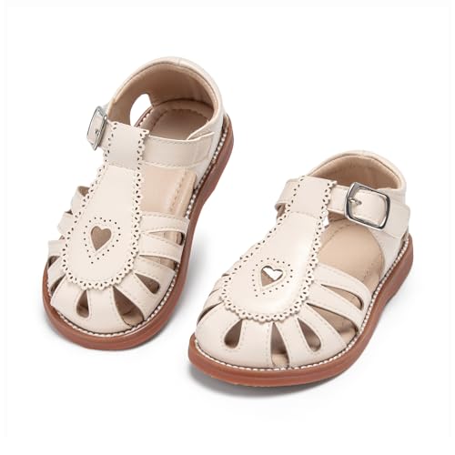 Image of Kolan Toddler Girl Sandals Open Toe Flat Princess Dress Shoes Little Kids