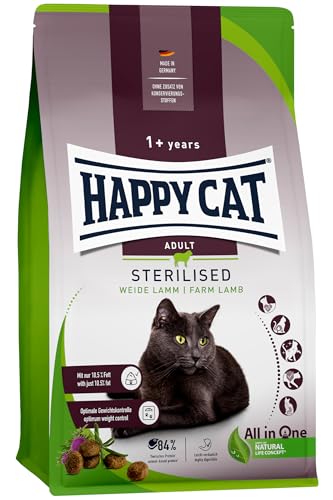 Happy Cat 70584 - Sterilised Adult Weide Lamm - Katzen-Trockenfutter für sterilisierte Katzen und Kater - 1,3 kg Inhalt