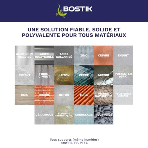 BOSTIK 30601522 Mastic Collage et d’étanchéité transparent MS106 Beschichtet, durchsichtig, 1 cartouche de 290 ml