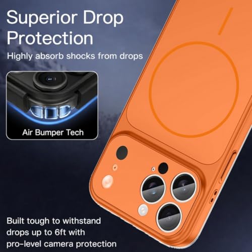 Image of SHINESTAR Converter Case for iPhone 15 Pro | Premium Protective Mag-Safe Cover | iPhone 17 Pro / 17 Pro Max Series Style Design | in-Built Camera Guard | Wireless Charging Compatible - Orange