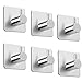 EasyULT 6 Piezas Ganchos Adhesivos, Acero Inoxidable 304, Gancho para Toallas para Baño y Cocina, Sin Taladro Gancho, Ultra Fuerte Adhesivo(Plata)