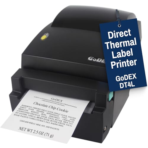 Image of McAuley Labels GoDEX DT4L 4 inch Linerless Direct Thermal Label Printer - Kitchen, Food Service & Compliance Printer - 203 DPI, Optional Auto-Cutter, USB /Serial /Ethernet