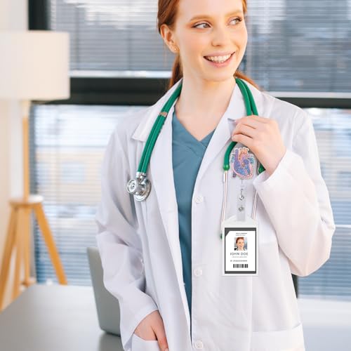 Porta-crachá de enfermagem cardíaca, suporte para crachá de coração, fofo, identidade, retrátil, car