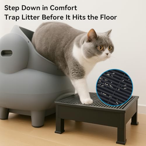 IQMaoGo Rampa Para Caixa De Areia Gatos, Ajustável (8,9 Cm E 15 Cm), Com Degrau Elevado, Durável Fác