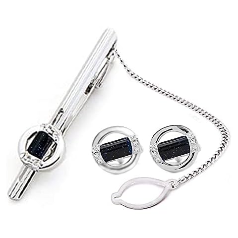 BagTu Forever Starry Tie Clip and Cufflinks Set, New Galaxy series Tie Bar Clip present set for men with gift box and greeting card Cover