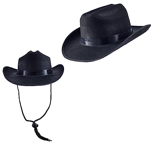 Image of The Dreidel Company Cowboy Felt Western Hat, 22 inch Circumference Dress Up Costume Clothes for Kids, Pretend Play, Party Favors