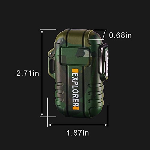 Dual Arc Lighter Double Arc Plasma Usb Lighter Rechargeable Flameless Waterproof Stormproof Windproof Mini Electric Lighter For Cigar Candle Cigarette Pipe Sport Outdoor(Orange) #TOP6