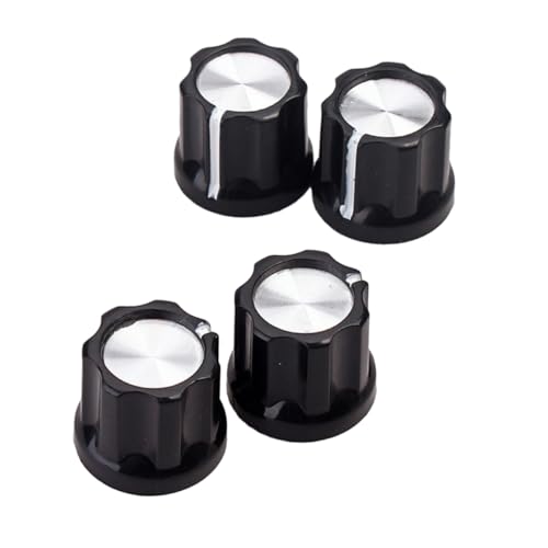 TOYANDONA 4pcs Black Silver Shaft Pot Knobs for Bass Guitar Lightweight Control Knobs Vintage to Install for Guitar Upgrade