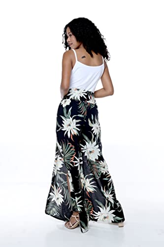 Image of Family Matching Hawaiian Clothes, Wispy Cereus Black | Lightweight 100% rayon • Family matching outfits • Tropical floral print • Beach vacations • Luaus • Cruises • Family photos
