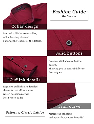 Image of HISDERN Mens Dress Shirts Long Sleeve Button Down Casual Shirts for Men Inner Contrast Formal Business Tuxedo Wedding Shirt