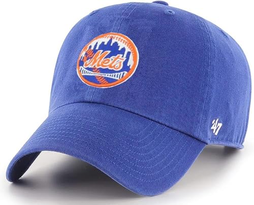 47 MLB Unisex-Adult Clean Up Adjustable Hat Cap One Size Fits All (New York Mets Alternate Logo)