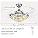 A Million 42” Crystal Ceiling Fan Light with Retractable Blades Remote Control LED Chandelier Fan 3 Speeds 3 Colors Changes Lighting Fixture, Silent Motor with LED Kits Included (Silver)