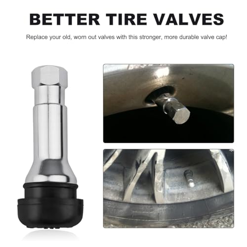 KVAEY 5 PCS TR413AC Tire Valve Stems, Chrome Rubber Tubeless Valve Stems Suit for 0.453 inch Rim Holes, Snap-in Tyre Metal Stems for Standard Vehicle Tires, Car Accessories (Black) - Thumbnail 6