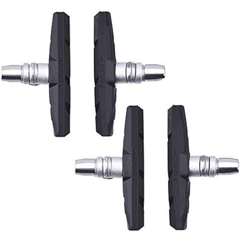 2 Pairs V Bike Brake Pads with Spacer and Hex Nut Bulk Complete Set for Bicycle MTB/Hybrid V Bike Brake 70 mm Cover