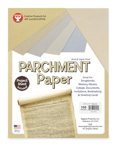 Hygloss Products Craft Parchment Paper Sheets - Printer Friendly, Made in USA - 8-1/2 x 11 Inches, Natural, 100 Pack