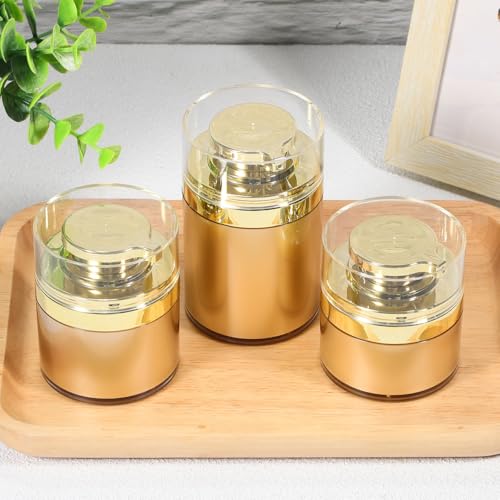 Mipcase 3 Sizes Airless Pump Jar, Refillable Airless Pump Bottles 30ml 50ml 100ml Vacuum Bottle Empty Travel Makeup Containers for Lotion Cream Moisturizer3