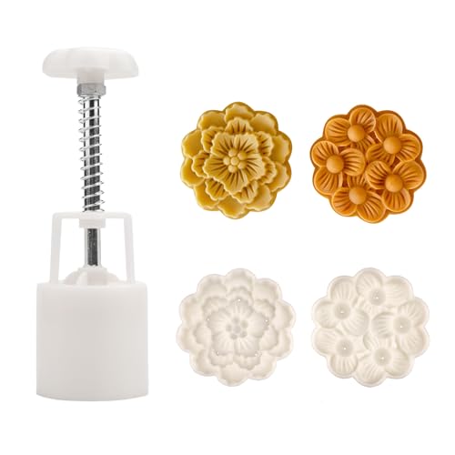 Set di stampi cinesi per torte di luna, stampo per torta di luna con 2 formine per biscotti con regolabili, stampi fai da te a forma di luna (R)