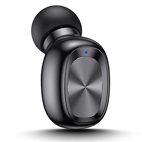 Single Wireless Earbud Bluetooth Headset Comfortable in-Ear Mini Invisible Headphone Touch Earphone with Mic 6-Hour Playtime Magnetic USB Charging Dock One-Button Control Sweatproof Little Earbuds