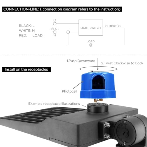 Photocell Sensor, Twist Lock Photoelectric Switch Sensor, cUL Listed Dusk to Dawn LED Light Sensor Control for Outdoor LED Parking Lot Light, Area Light, Barn, Street, Yard