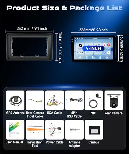 Radio para coche VECHTEL de 9" con Android Auto para un guiado GPS cómodo 7