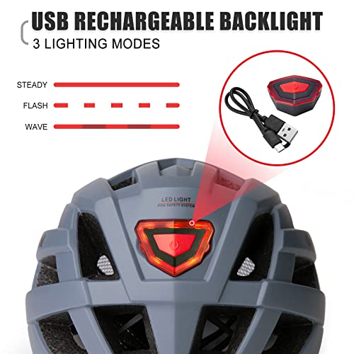 Casque de vélo pour adulte avec lumière LED - Casque de vélo pour homme et femme - Casque de VTT avec visière amovible - Casque de skateboard - Image 3